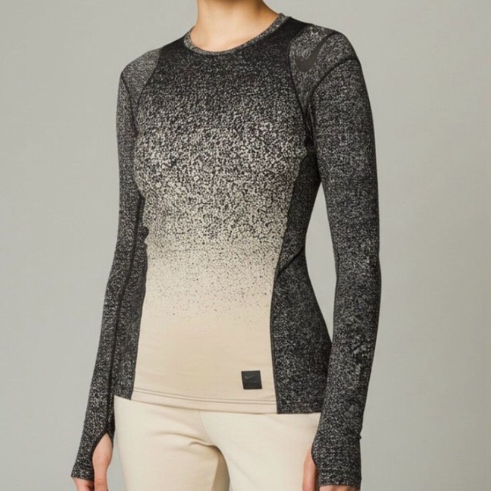 Nike Women's Long Sleeve Gradient Performance Top - Black to Cream